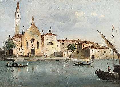 L景观圣母玛利亚岛`Vue de lîle de Santa Maria delle Grazie by Giacomo Guardi