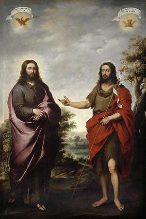 圣约翰指的是基督`Saint John the Baptist Pointing to Christ (c. 1655) by Bartolomé Estebán Murillo