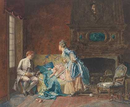 第一个宝贝`The First Babe (1872) by Jehan Georges Vibert