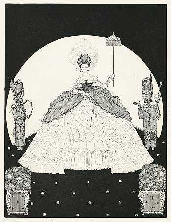 另一件月色礼服`Another gown the colour of the moon (1922) by Harry Clarke