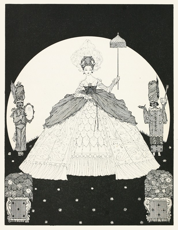 另一件月色礼服`Another gown the colour of the moon (1922) by Harry Clarke