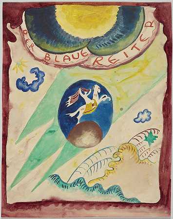 年鉴的封面设计蓝色骑士三、`Design for the cover of the almanac The Blue Rider III (1911) by Wassily Kandinsky