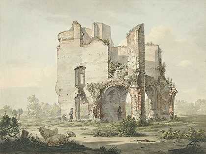 Rijnsburg修道院遗址`De ruïne van de Abdij van Rijnsburg (1779 ~ 1838) by Jacob van Liender