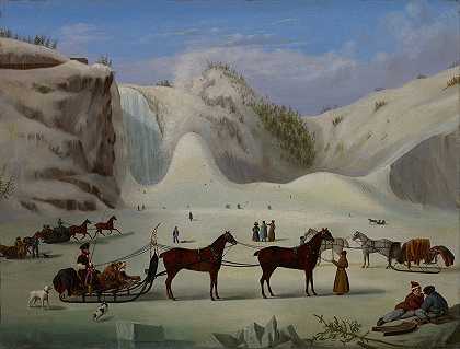 魁北克蒙特莫伦西瀑布冰锥`The Ice Cone, Montmorency Falls, Québec (c. 1845) by Robert Clow Todd