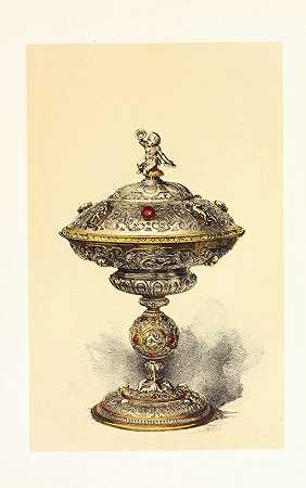 塔扎（Tazza），带罩子，银制，镶有珠宝`Tazza, with Cover, in Silver set with Jewels (1858) by John Charles Robinson