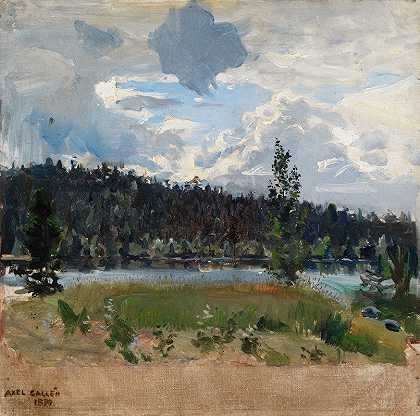 云后的光`Light Behind The Clouds (1899) by Akseli Gallen-Kallela