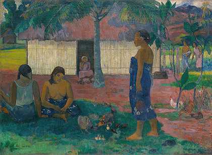 没有te aha oe riri（你为什么生气）`No te aha oe riri (Why Are You Angry) (1896) by Paul Gauguin