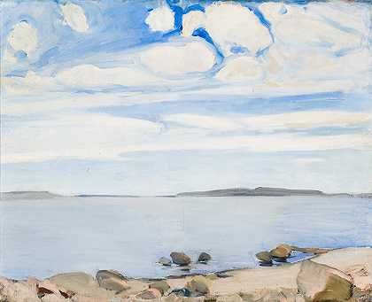 芬兰的风景`Landscape in Finland (1908) by Konrad Krzyżanowski