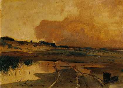沼地之夜`Abend im Moor (1889) by Toni von Stadler