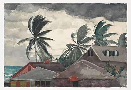 巴哈马飓风`Hurricane, Bahamas (1898) by Winslow Homer