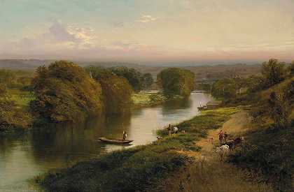 河上平静的一天`A Peaceful Day On The River (1881) by George Cole