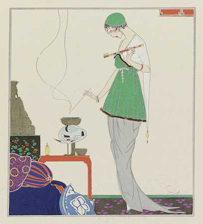黑烟雷德芬晚礼服`La fumée noire ; Robe du soir de Redfern (1914) by Ludwik Strimpl