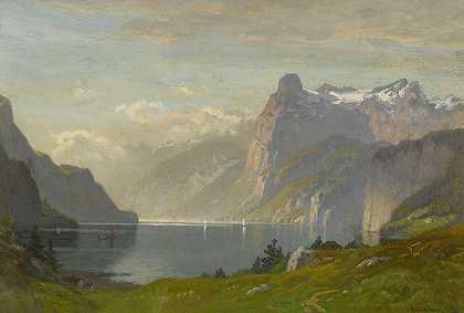 早上好，卢塞恩湖`Morning, Lake Lucerne (1877) by John Joseph Enneking