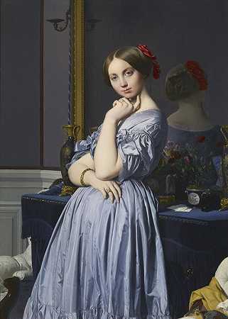 d伯爵夫人肖像豪森维尔`Portrait of Comtesse dHaussonville (1845) by Jean Auguste Dominique Ingres