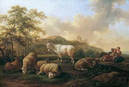 放牧牛群的景观`Landschaft mit weidendem Vieh (1765) by Joseph Roos the elder