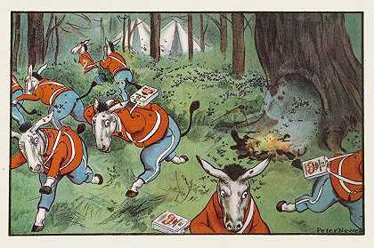 ;他们是怎样追赶那二十头骡子的，又是怎样把他们的皮扎得干干净净的;`And how they chased those twenty mules, and punchured well their hide! (1904) by Peter Newell
