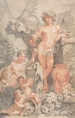 带巴克斯的阿卡迪亚场景`Arcadian Scene with Bacchus by Gerard de Lairesse