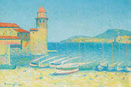 科利乌尔港`Le Port De Collioure (1929) by Achille Laugé