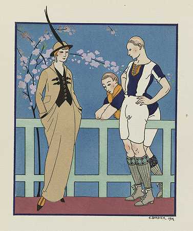 橄榄球雷德芬服装店`Rugby ;Costume tailleur de Redfern (1914) by George Barbier