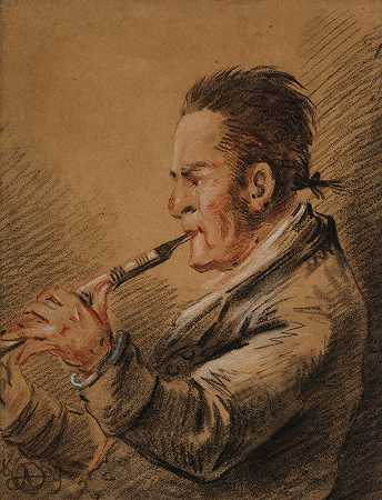 演奏单簧管的音乐家`Musician playing the clarinet (1809) by Aleksander Orłowski