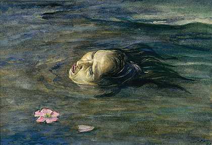 小Kiosai在河里看到的奇怪的东西`The Strange Thing Little Kiosai Saw in the River (1897) by John La Farge