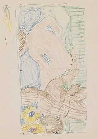 坐在床上裸体女人旁边的男人`Zittende man naast een liggende naakte vrouw op een bed (1916) by Reijer Stolk