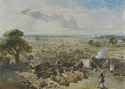 总督总司令1860年2月1日在贾兰达尔的s营地`The Governor~Generals and Commander~in~Chiefs Camp at Jalandhar, 1 Febuary 1860 (1860) by William Simpson