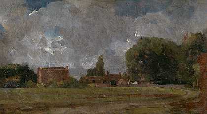 戈尔丁警员东伯格霍尔特s豪斯艺术家母亲的出生地`Golding Constables House, East Bergholt; the Artists birthplace (1809) by John Constable