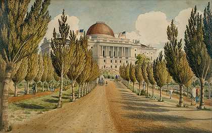 国会山景观`View of the Capitol (1824) by Charles W. Burton