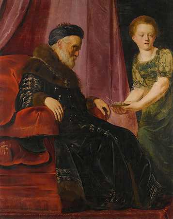 大卫王和亚比煞`King David And Abishag by Pieter Fransz. de Grebber