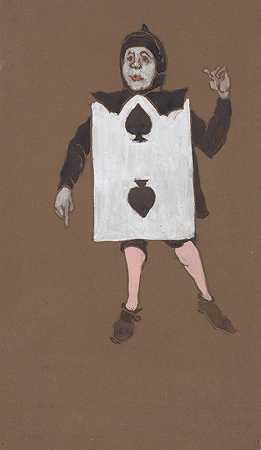 黑桃之二（1915年爱丽丝梦游仙境服装设计）`Two of Spades (costume design for Alice~in~Wonderland, 1915) by William Penhallow Henderson