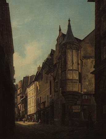 位于Bailleul街和Jean Tison街拐角处的Schomberg`L’échauguette de l’hôtel de Schomberg à l’angle des rues Bailleul et Jean Tison (1832) by Lambert Nollé