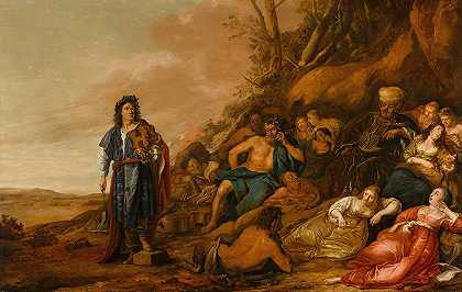 迈达斯在阿波罗与潘神之争中的判断`The Judgement of Midas in the Contest between Apollo and Pan (1665) by Pieter Codde