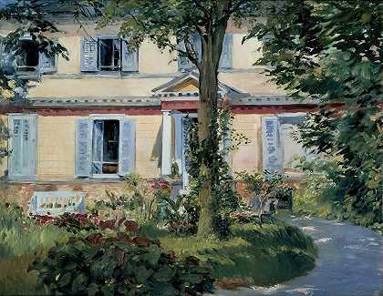 鲁伊尔的房子`The House at Rueil (1882) by Édouard Manet