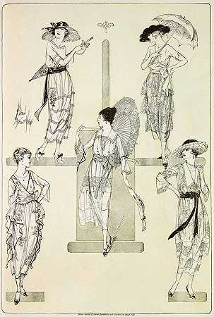 带有法国线条和精致装饰的内衣连衣裙`Lingerie frocks with the french line and exquisite trimmings (1920)
