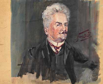 利奥波德·齐哈泽克肖像`Porträt Leopold Czihaczek (1907) by Egon Schiele
