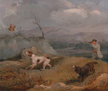 松鸡射击`Grouse Shooting (ca. 1825) by Henry Thomas Alken