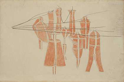 制服和交付水泥，2号[学士和9个苹果模具]`Cimitière des uniformes et livrées, No. 2 [The Bachelors and Nine Malic Moulds] (1914) by Marcel Duchamp