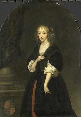 雅各布·比克（1640-1645）的肖像，彼特·德·格拉夫的妻子`Portrait of Jacoba Bicker (1640~95), wife of Pieter de Graeff (1663) by Caspar Netscher
