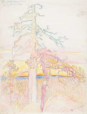 荒野中的松树`Pine Tree in Wilderness (1910 ~ 1920) by Eero Järnefelt
