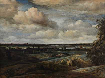 荷兰全景景观，可远眺哈勒姆`Dutch Panorama Landscape with a Distant View of Haarlem by Philips Koninck