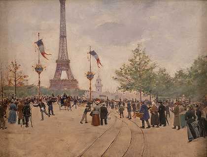 L输入1889年世界博览会`Entrée de lexposition universelle de 1889 (1889) by Jean Béraud