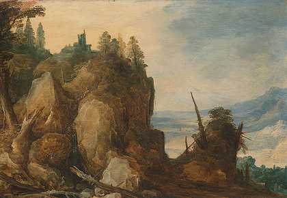 山景`Mountain view (1590 ~ 1635) by Joos de Momper the Younger