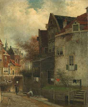 城市景观`Stadsgezicht (1860 ~ 1905) by Ferdinand Carl Sierich