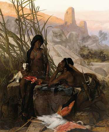 努比亚猎人`Nubian Hunters by Karl Wilhelm Gentz