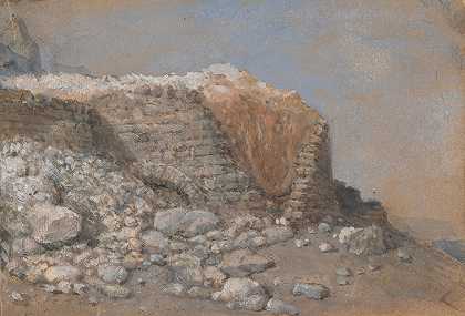 石墙`Stone Wall (1863) by Clarkson Stanfield