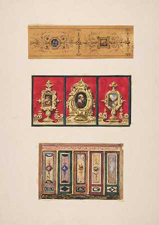 面板设计`Designs for panels (19th Century) by Jules-Edmond-Charles Lachaise