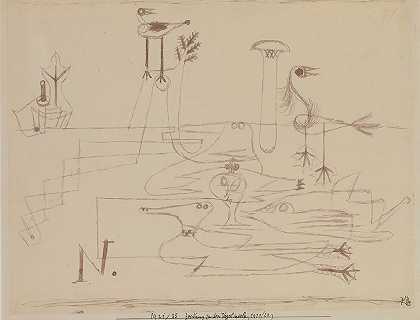 鸟岛图`Drawing For Bird Islands (1921) by Paul Klee