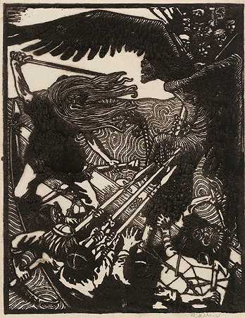 为Sampo辩护`Defence of the Sampo (1895) by Akseli Gallen-Kallela