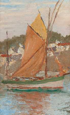 康卡诺渔船`Fishing Sloop, Concarneau by Edward Emerson Simmons